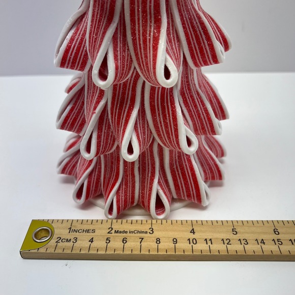Peppermint Ribbon Candy Christmas Tree 14" Tabletop Decor and Ornament 4" - Picture 3 of 7